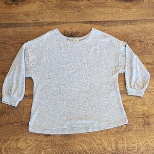 Democracy Light Gray Sweater with Pearl Details